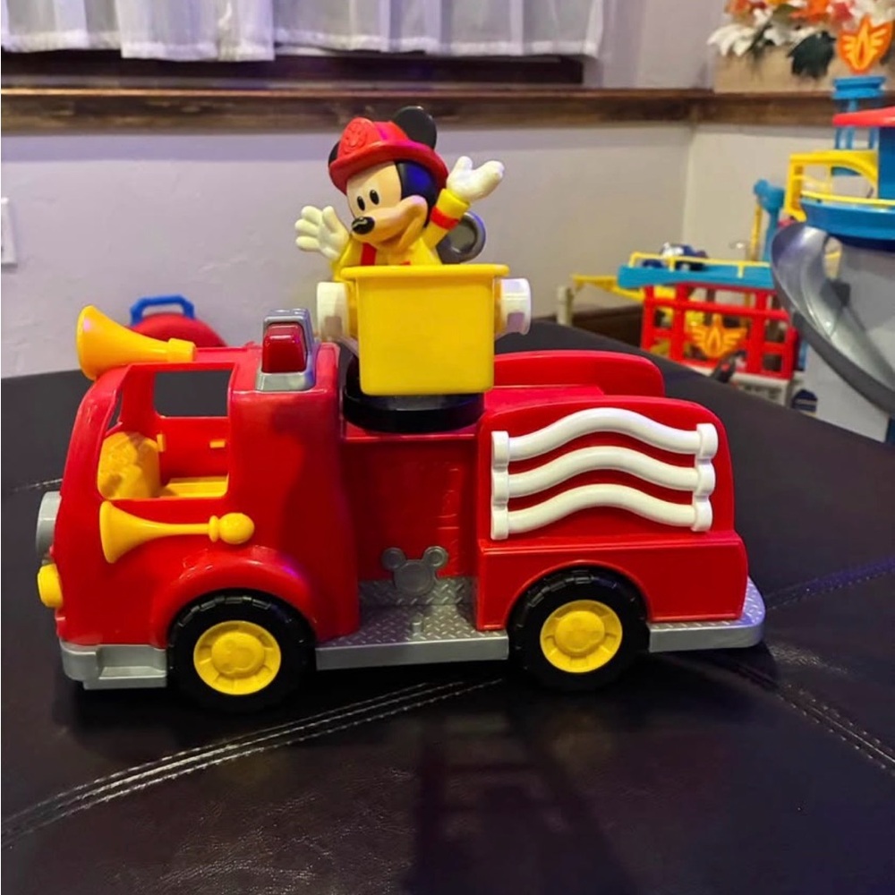 Disney Red and Yellow Mickey Mouse Fire Rescue Truck Toy